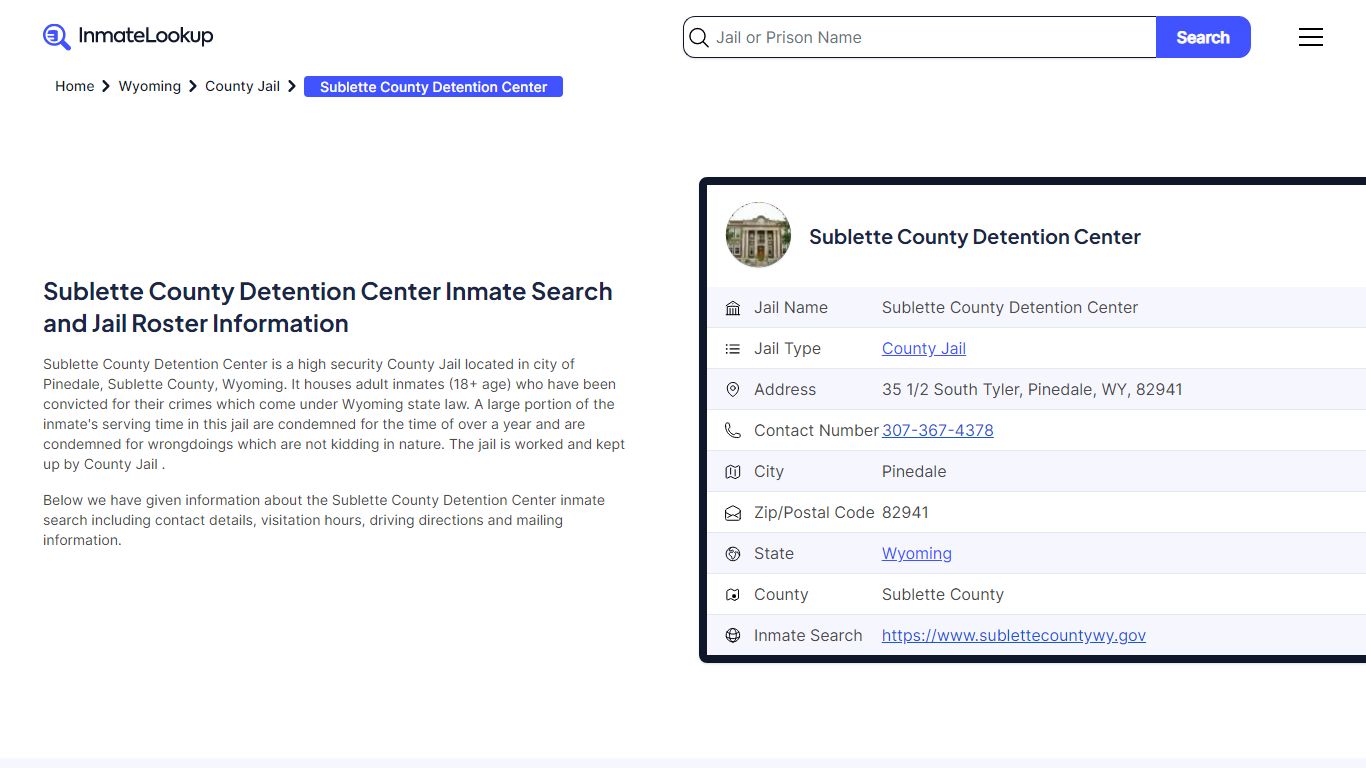 Sublette County Detention Center (WY) Inmate Search and Jail Roster ...